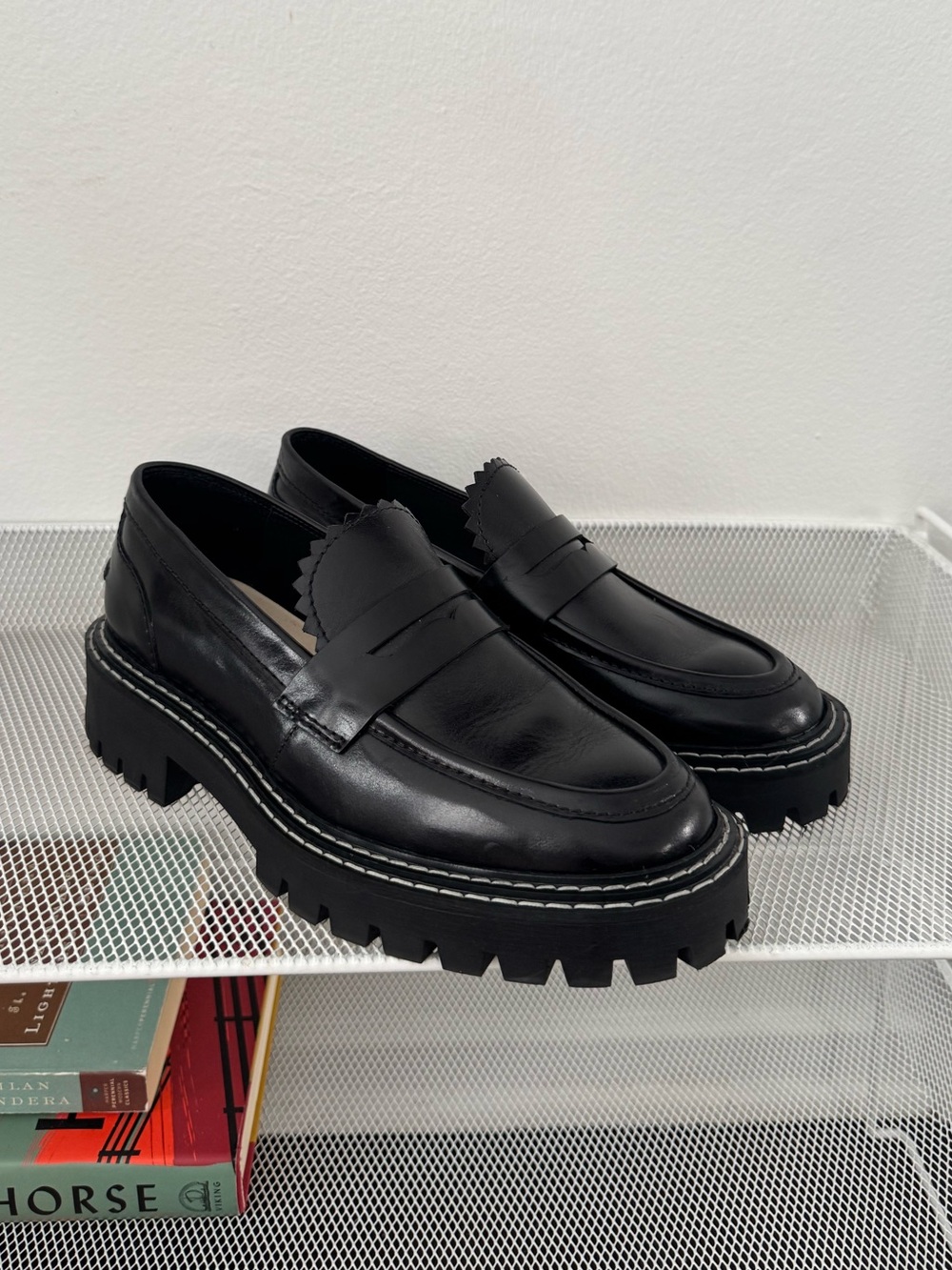 LAST Matter Black Leather Platform Loafers - Size 38